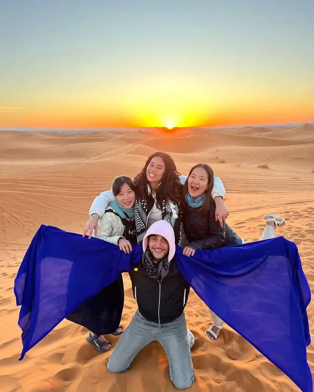 Guests at sunset in Erg Chebbi